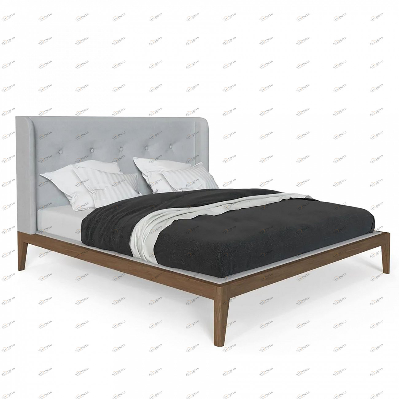 Кровать полутораспальная 140x200 светло-серая Fly Soft new BRAGIN DESIGN ДИЗАЙНЕРСКИЕ 256420 Коричневый;серый 