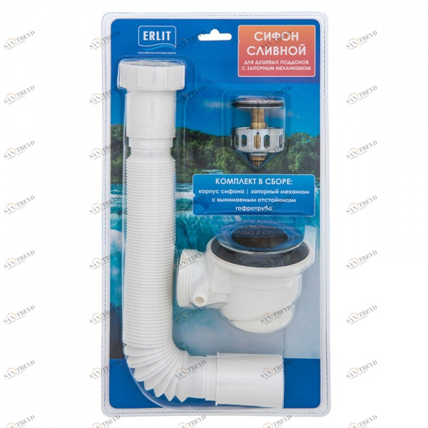 Сифон Erlit 9922035005 для высоких поддонов (с отстойником) блистер 9922035005 1315151