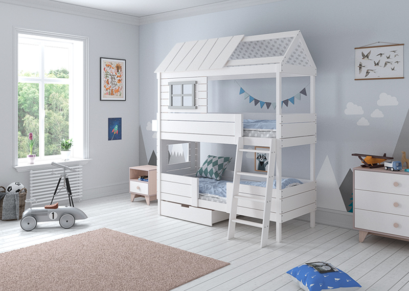Кровать-домик двухъярусная Home nord M 80х160 см белая ELLIPSE ELLIPSE HOME 351775 Белый Santreyd  - Вид №3