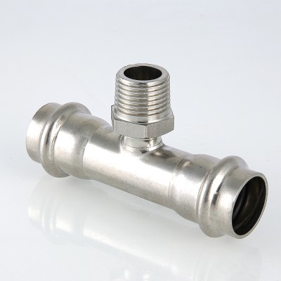 VTi.933.I.420642 Фитинг из нержавеющей стали – пресс-тройник с наружной резьбой Valtec 42 мм х 1"  - Вид №5