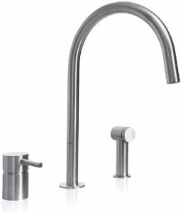 MGS Смеситель для кухни из нержавеющей стали, устанавливаемый на столешнице, с вытяжным душем F2