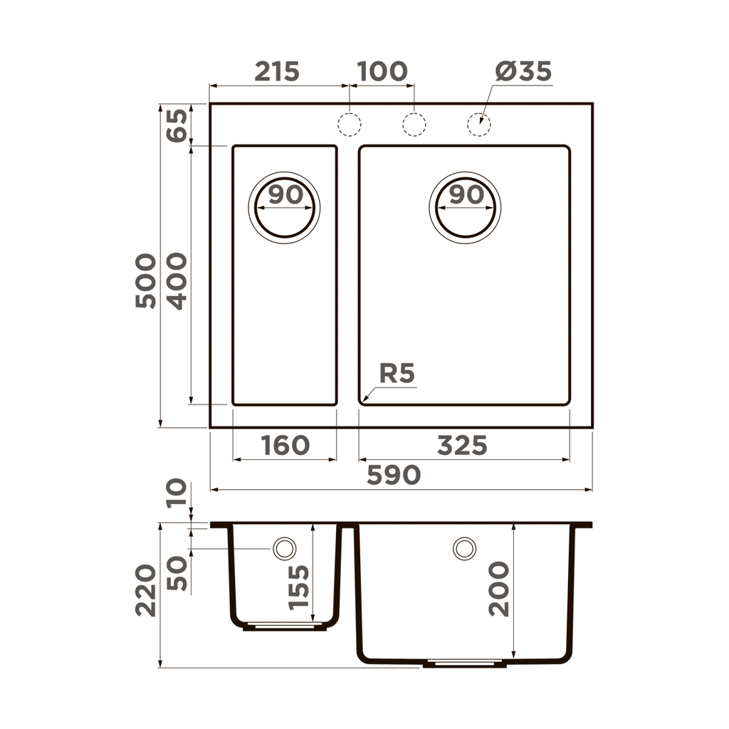 Кухонная мойка Bosen 59-2A GB OMOIKIRI 4993821 - Вид №1