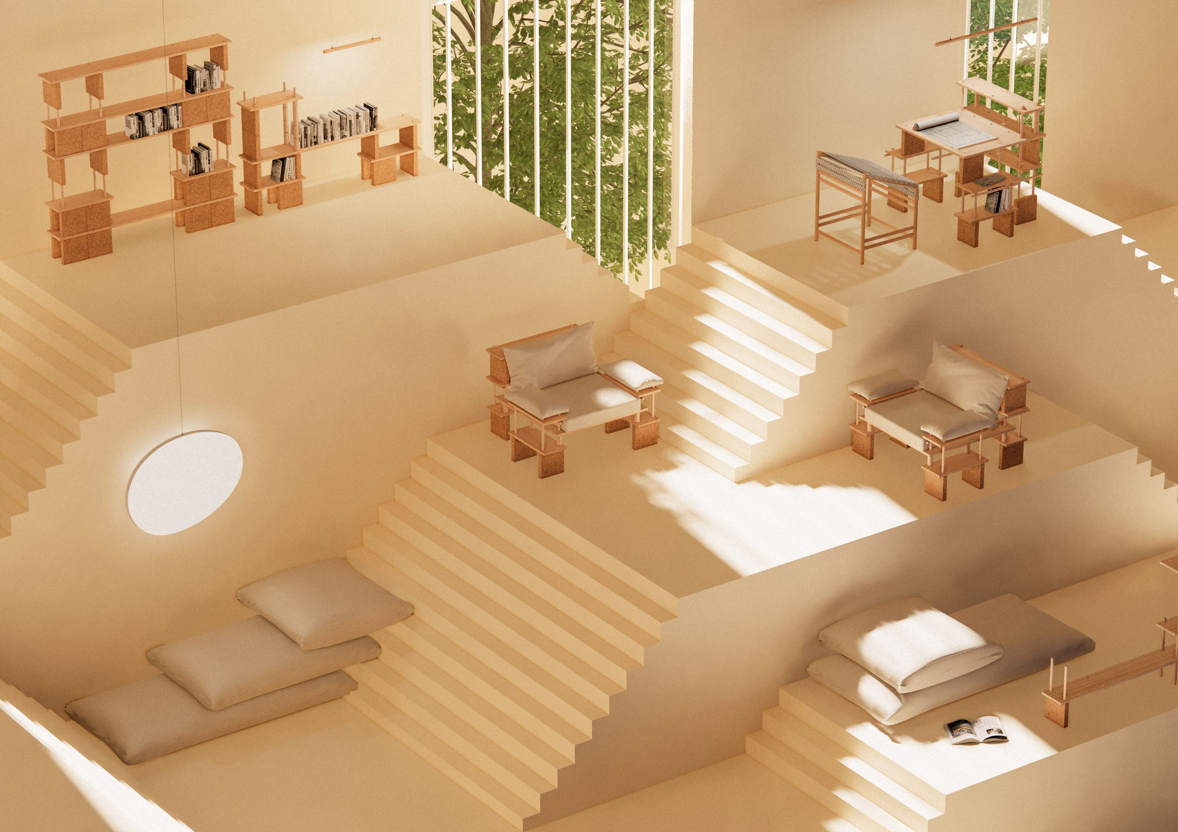 Секционный письменный стол из дерева и пробки smarin PLAY YET! ARCH-00134229 - Вид №3