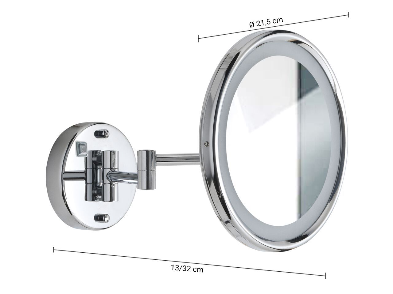 Настенное встроенное освещение металлическое круглое увеличительное зеркало GEDY SARAH ARCH-00096615 - Вид №2