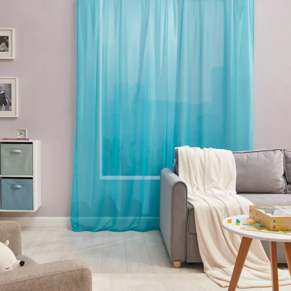 MIAMOZA Тюль Капри с утяжелителем - воздушная вуаль бирюзового оттенка 88109958