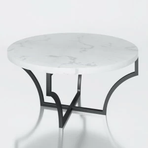 Журнальный столик круглый с белой мраморной столешницей на черном основании 100 см "Роуч" АЛЕТАН  350930 Белый