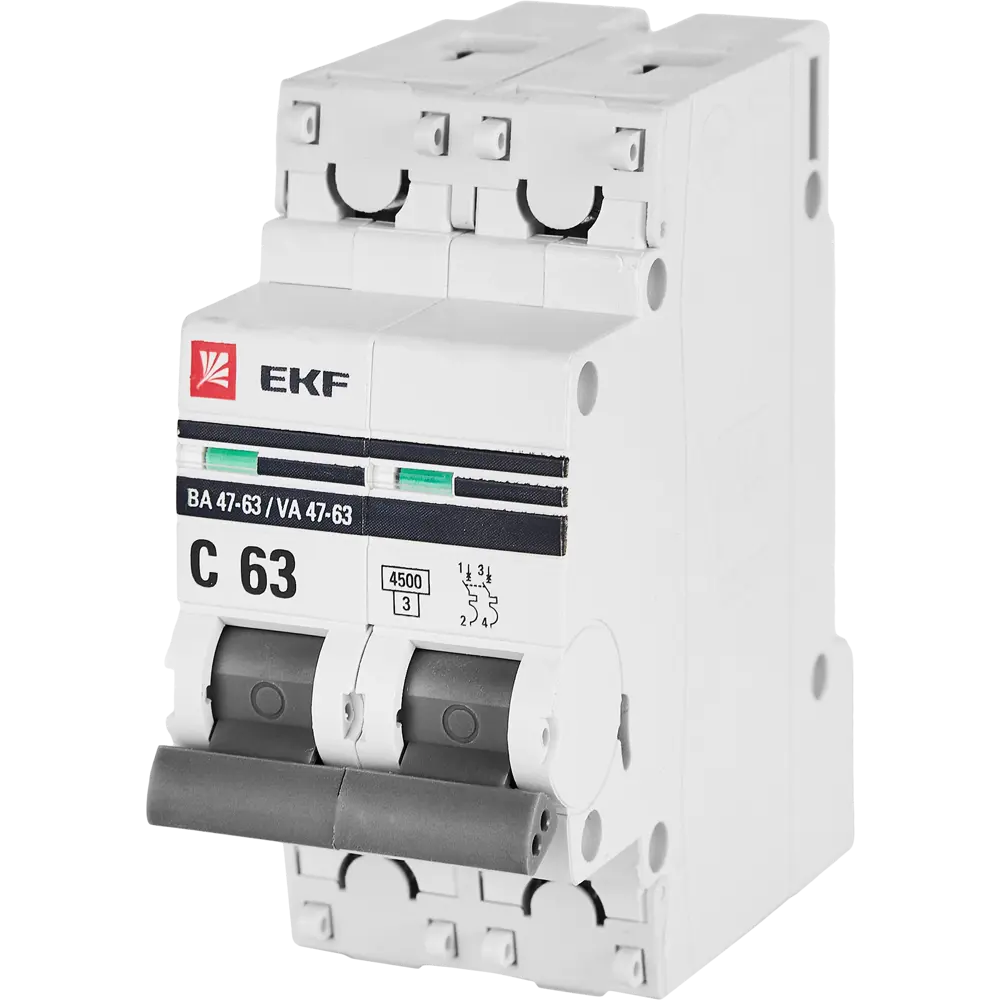 Автоматический выключатель EKF ВА47-63 двухполюсный 63А 82421267 STLM-1540422