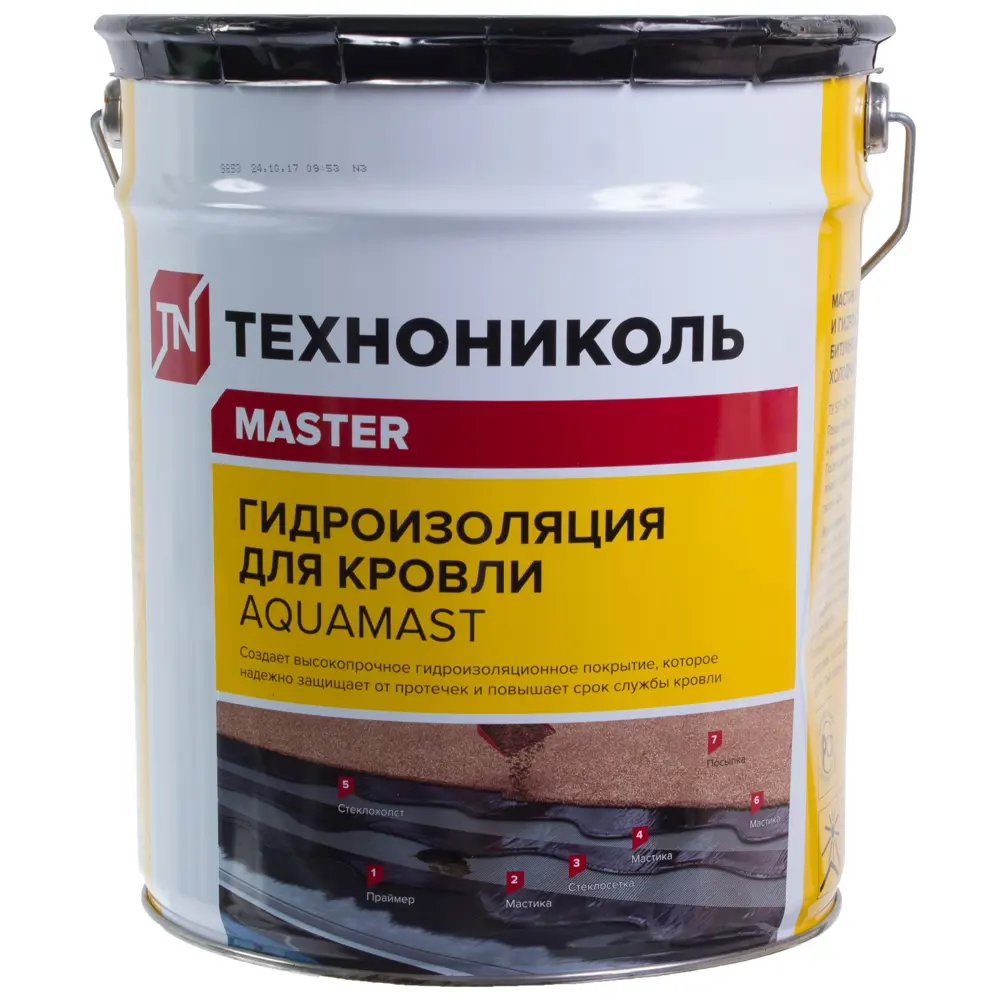 Битумная мастика ТЕХНОНИКОЛЬ AquaMast для гидроизоляции кровли 18 кг 18738679 Aquamast гидроизоляция кровли STLM-0012307