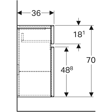 869022000 Шкафчик Geberit Renova Plan однодверный с одним выдвижным ящиком Geberit  - Вид №4