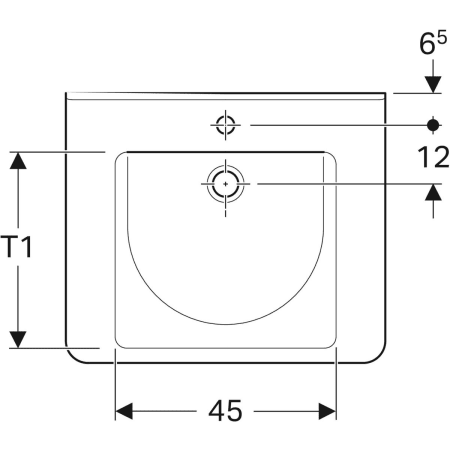128665000 Раковина Geberit Renova Comfort Square, безбарьерная Geberit  - Вид №2