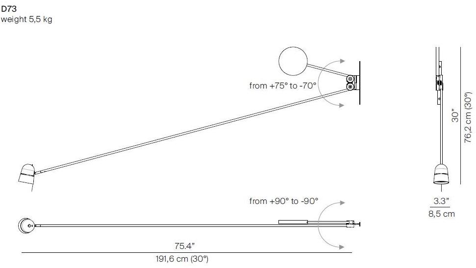 LUCEPLAN Регулируемый настенный светильник из алюминия Counterbalance sun-id-1397845 - Вид №3