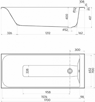 Акриловая ванна 170х70 KOLO Rekord XWP1670000  - Вид №3