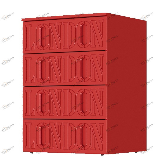 Комод детский высокий с 5 ящиками "Лондон" МАНДАРИН ЛОНДОН 178735 Красный Santreyd 