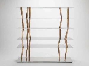 Casamania & Horm Открытый двусторонний книжный шкаф из алюминия и дерева Sendai