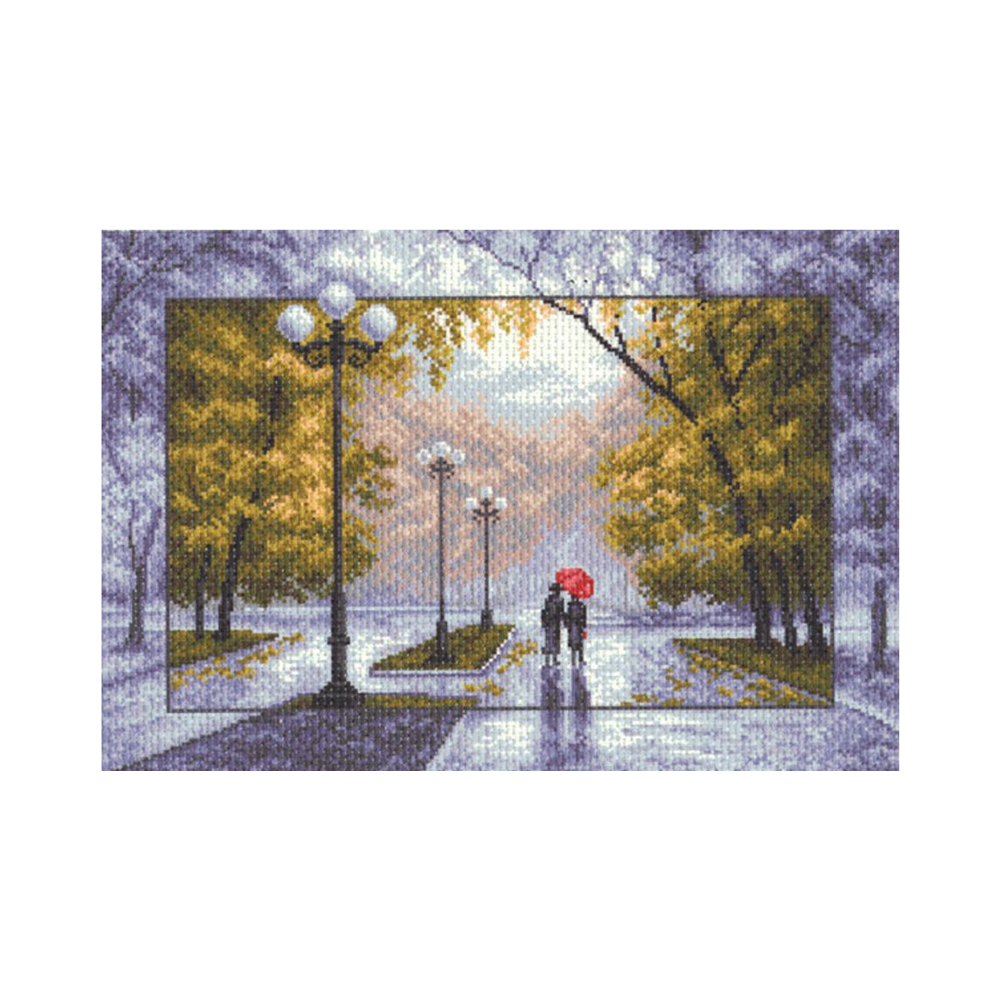 1412 Канва/ткань с рисунком Рисунок на канве 33 см х 45 см "Осень" Матренин посад 