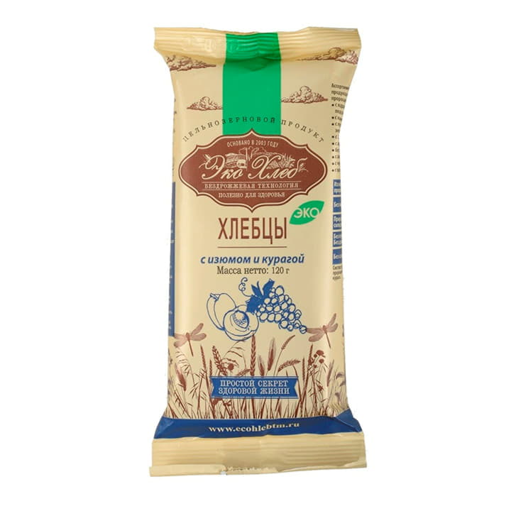 Хлебцы бездрожжевые с изюмом и курагой Эко Хлеб 120 г Santreyd 13135