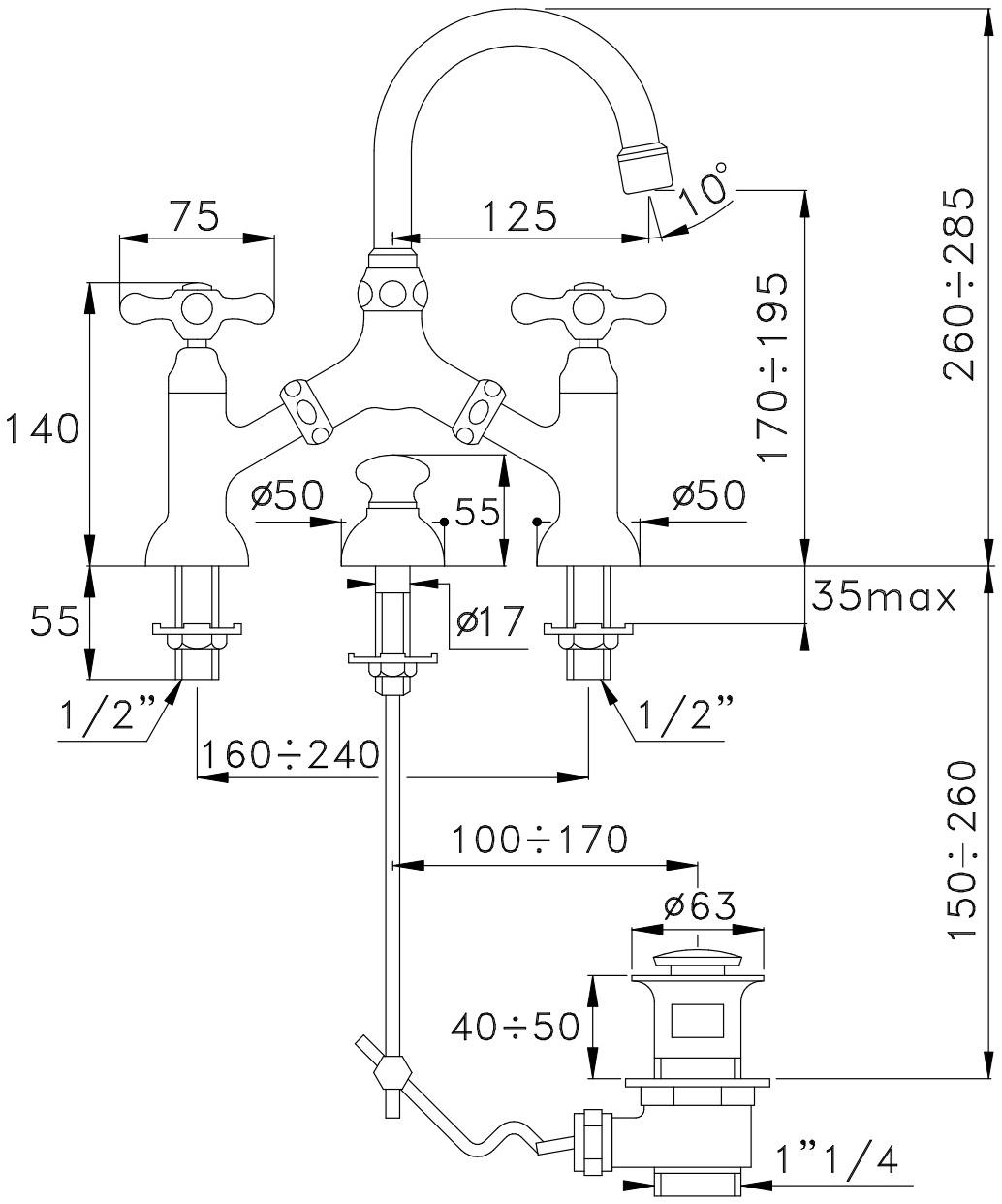 RUBINETTERIE STELLA Смеситель для раковины Roma sun-id-1472890 - Вид №1