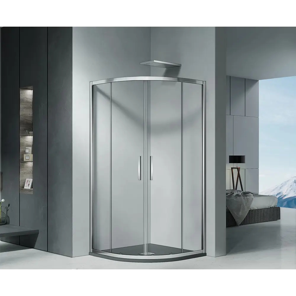 Душевая ширма Makiato 1/4 круга 90x90x190см цвет профиля хром раздвижная стекло 5мм прозрачное Santreyd Makiato New STLM-2153761