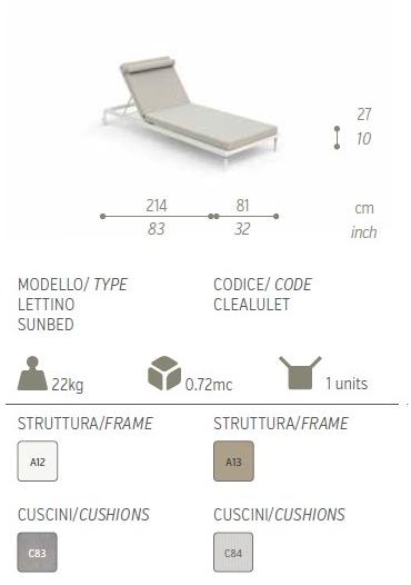 Talenti Садовый лежак из ткани Cleo alu sun-id-1494277 - Вид №5