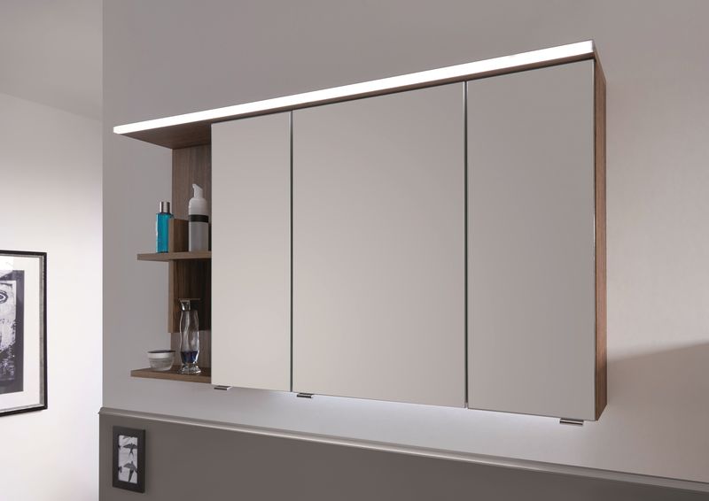 SET42121L(161) Puris Purefaction, зерк. шкаф (3 двери) с LED подсветкой 1200 мм левый, цвет белый высокоглян 