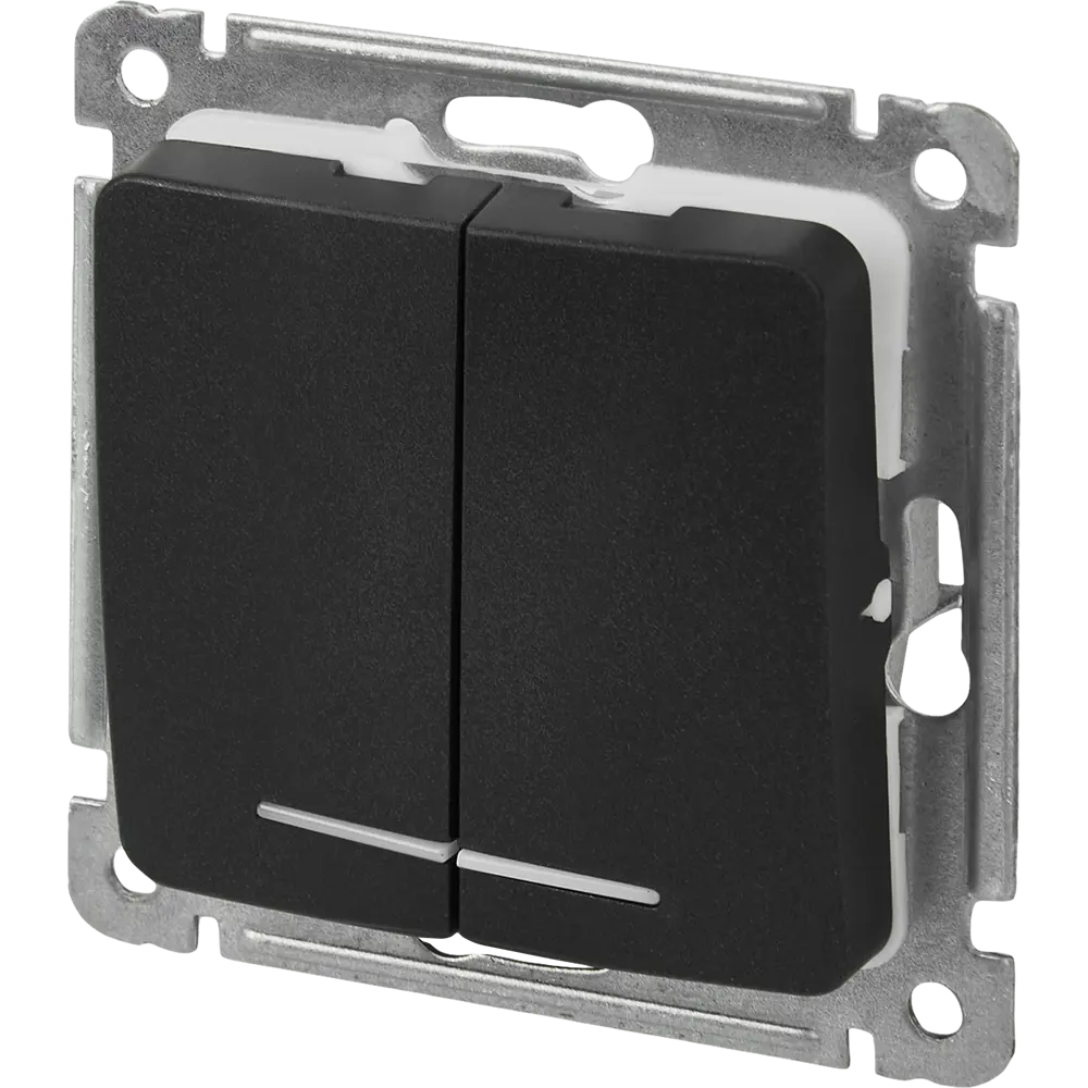 Выключатель встраиваемый Hegel Мастер 2 клавиши с индикатором цвет черный STLM-2054473 - Вид №1