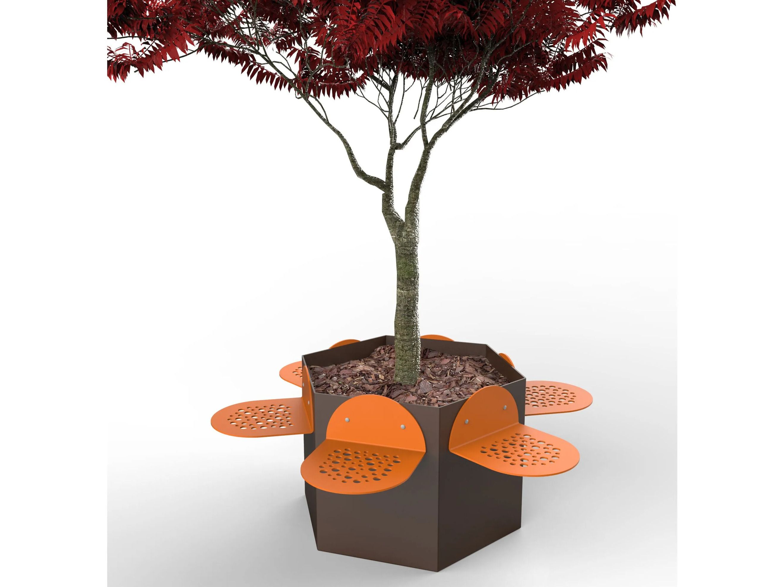 Стальная шестиугольная плантатор общественного пространства с сиденьем CITYSì PETALO ARCH-00025180