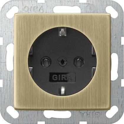 0466603 Розетка Schuko с/з 16A 250V безвинтовой зажим бронза/черный Gira System 55