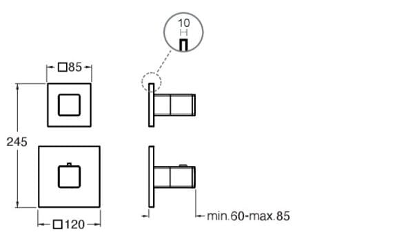 Однорычажный термостатический смеситель для душа / ванны с 2 отверстиями CRISTINA Rubinetterie Термостатические смесители-Shower &amp ARCH-00072342 - Вид №2