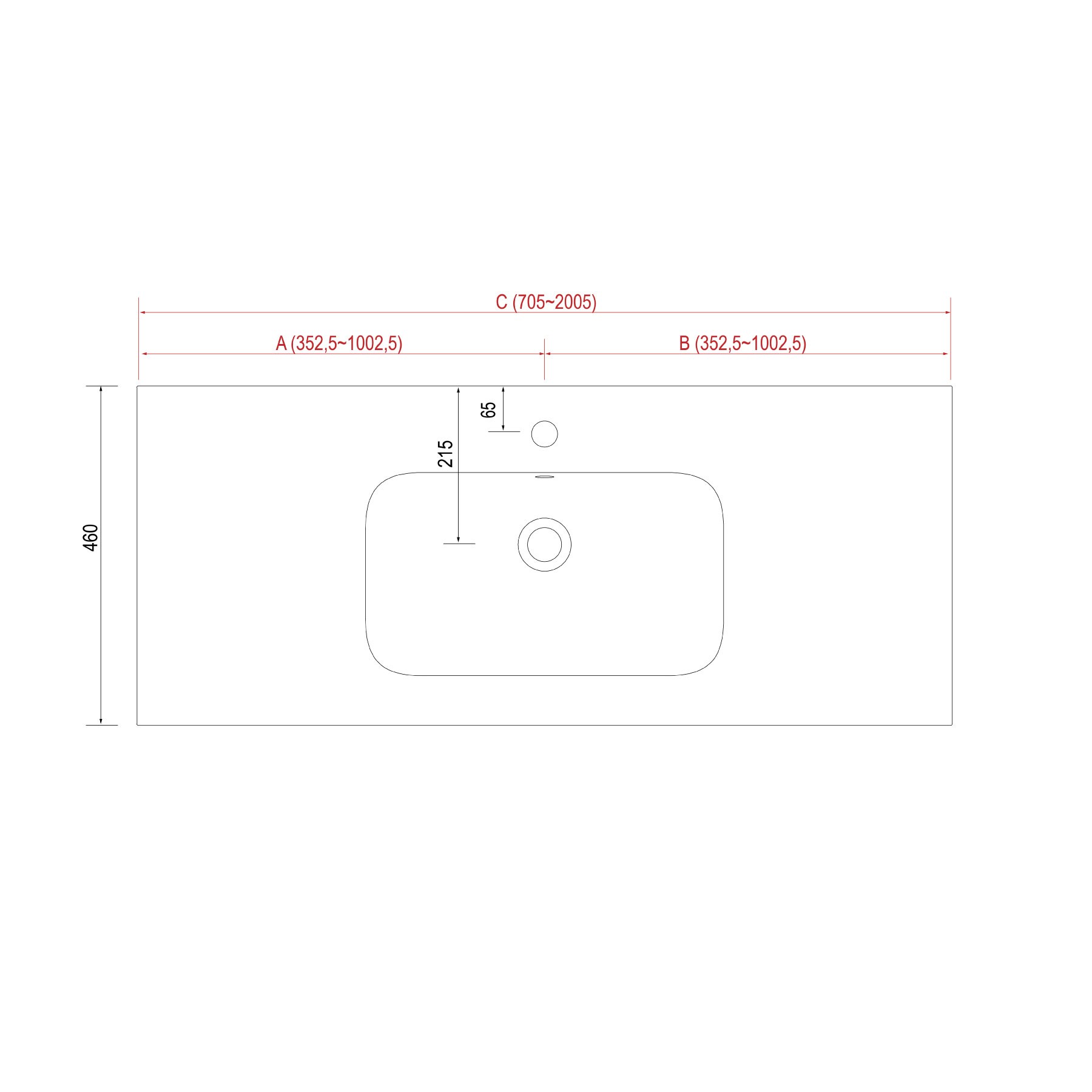 24403 SALGAR Раковина на заказ SOFIA 2005 MINERALMARMO 2005 x 15 x 460 мм - Вид №1