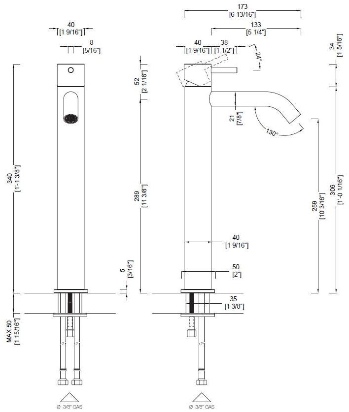 RIFRA Смеситель для раковины, однорычажный, настольный, из нержавеющей стали Forty 1210021/2 - Вид №1