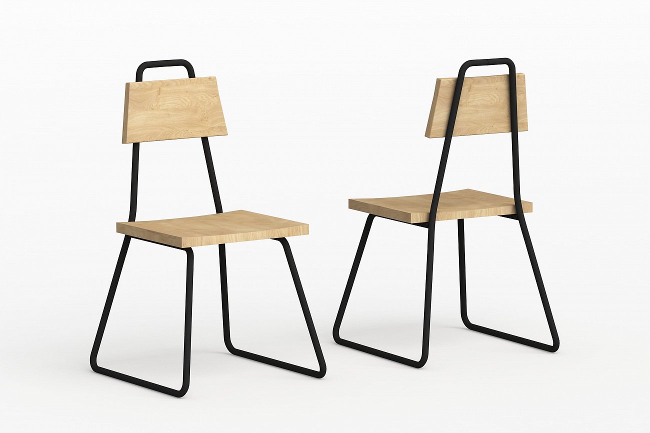 Стул с металлическими ножками и деревянным сиденьем черный Bauhaus WOODI  00-3966222 Черный  - Вид №1