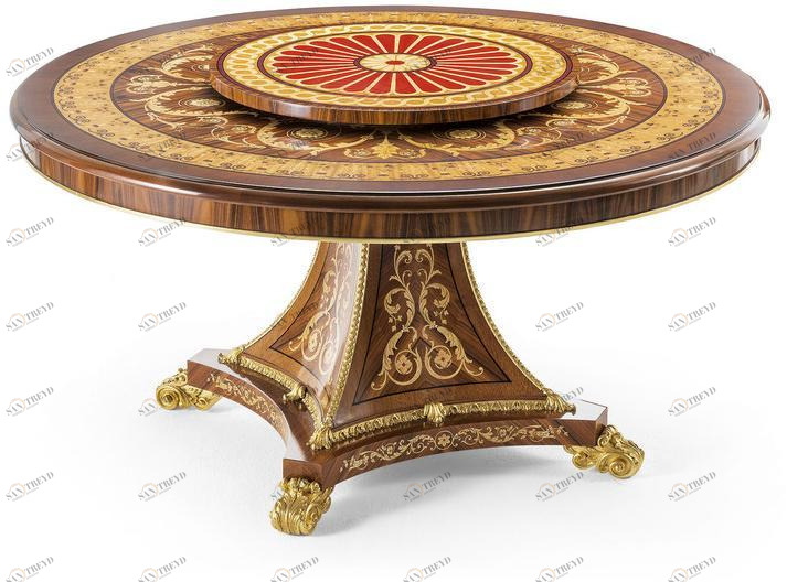 OAK Круглый обеденный стол из розового дерева с ленивой сьюзен Galleria sun-id-1377908