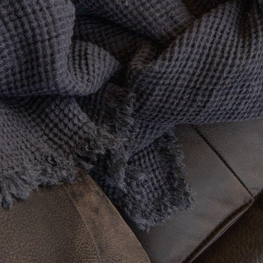 LinenMe Однотонный льняной плед ручной работы Washed waffle big 0773901  - Вид №4