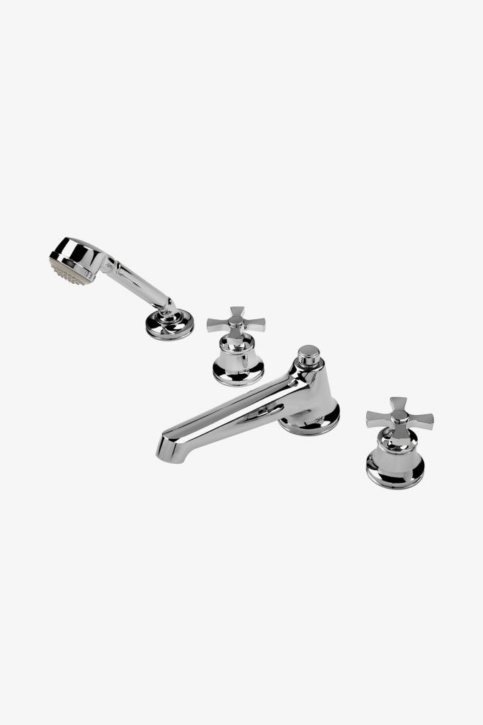 TRTF01 Транзитный низкопрофильный скрытый наполнитель для ванны с металлическим ручным душем и металлическими поперечными ручками Waterworks 