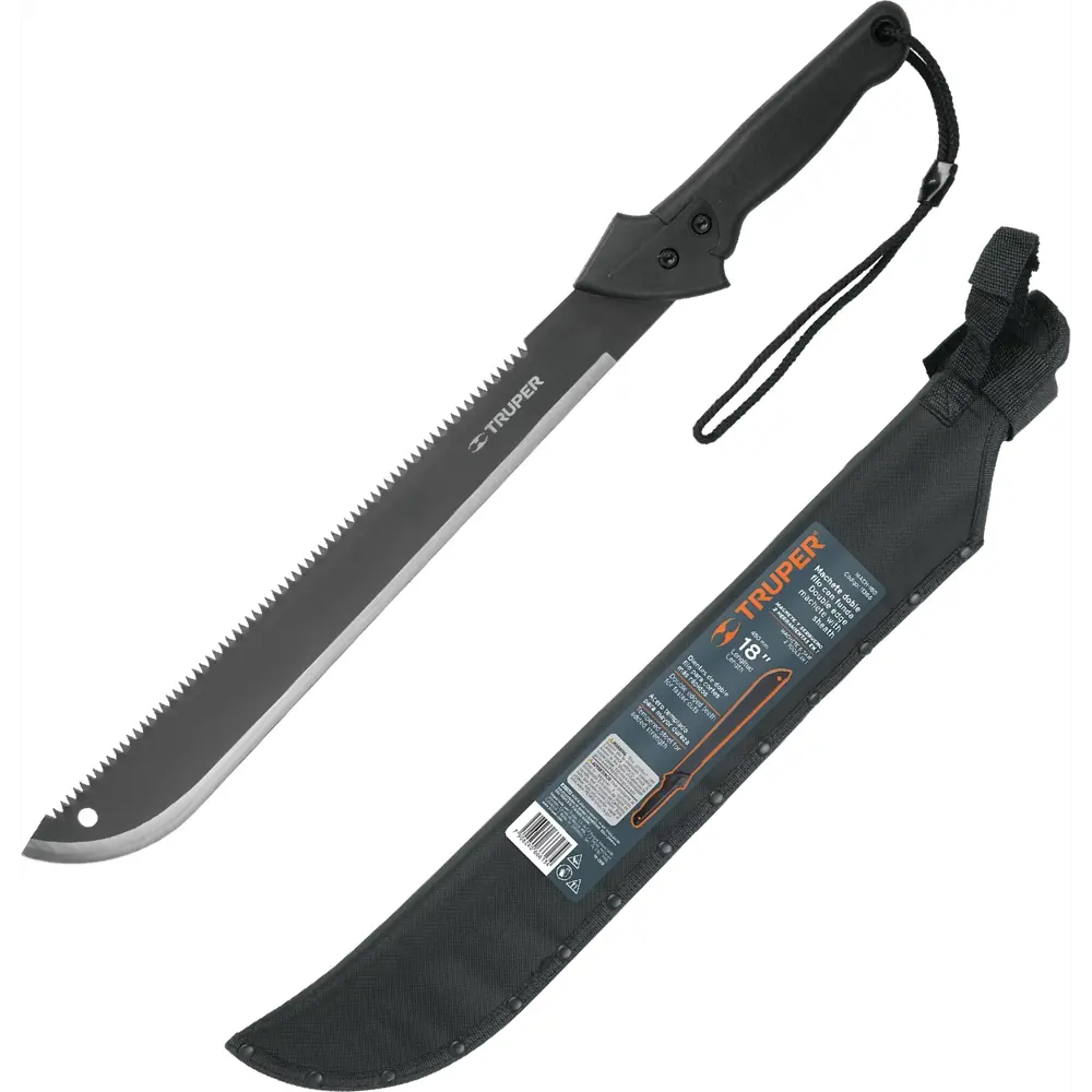 Мачете садовое двухстороннее Truper с пилой и чехлом 45 см 83406725 STLM-0041034