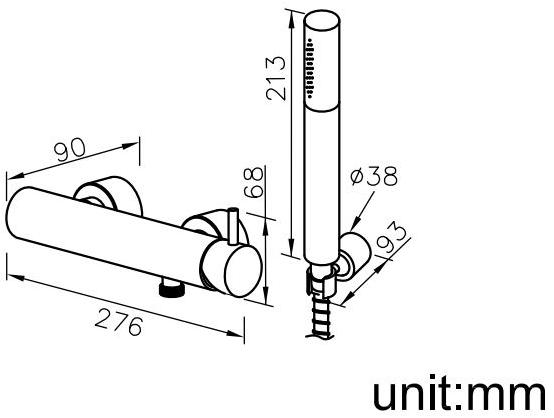 JUSTIME Смеситель для душа из нержавеющей стали в современном стиле с ручным душем с атласной отделкой на 2 отверстия Still one 6770-93-81s1 - Вид №1
