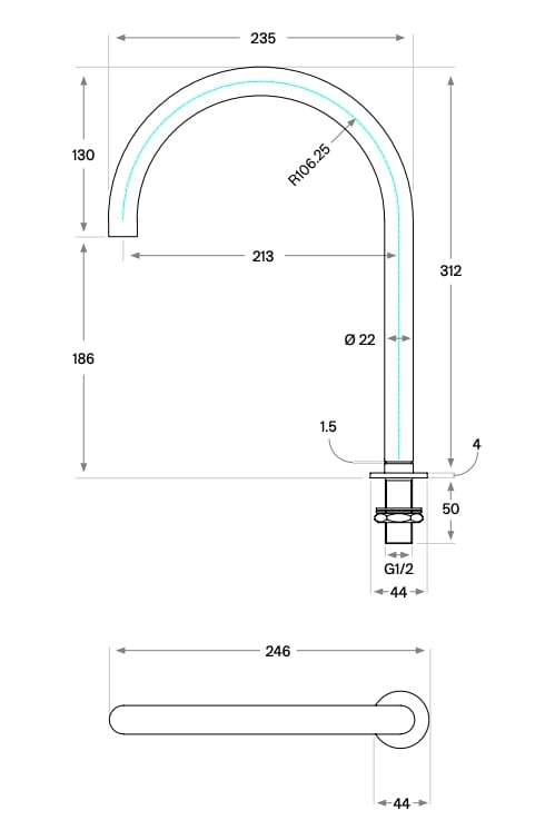 Смеситель для раковины из нержавеющей стали с поворотным горлышком COCOON John Pawson ARCH-00055268 - Вид №7