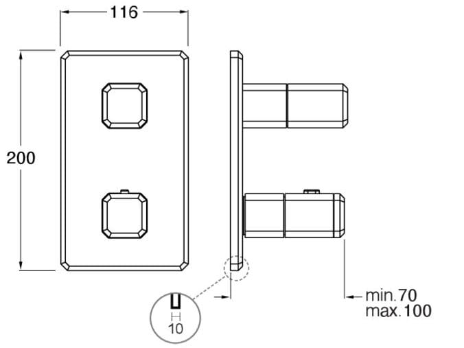 Однорычажный термостатический смеситель для душа / ванны с переключателем CRISTINA Rubinetterie Italy ARCH-00093063 - Вид №2