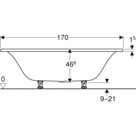 554.123.01.1 Прямоугольная ванна Geberit Tawa, тонкое исполнение, Duo, с ножками Geberit  - Вид №14