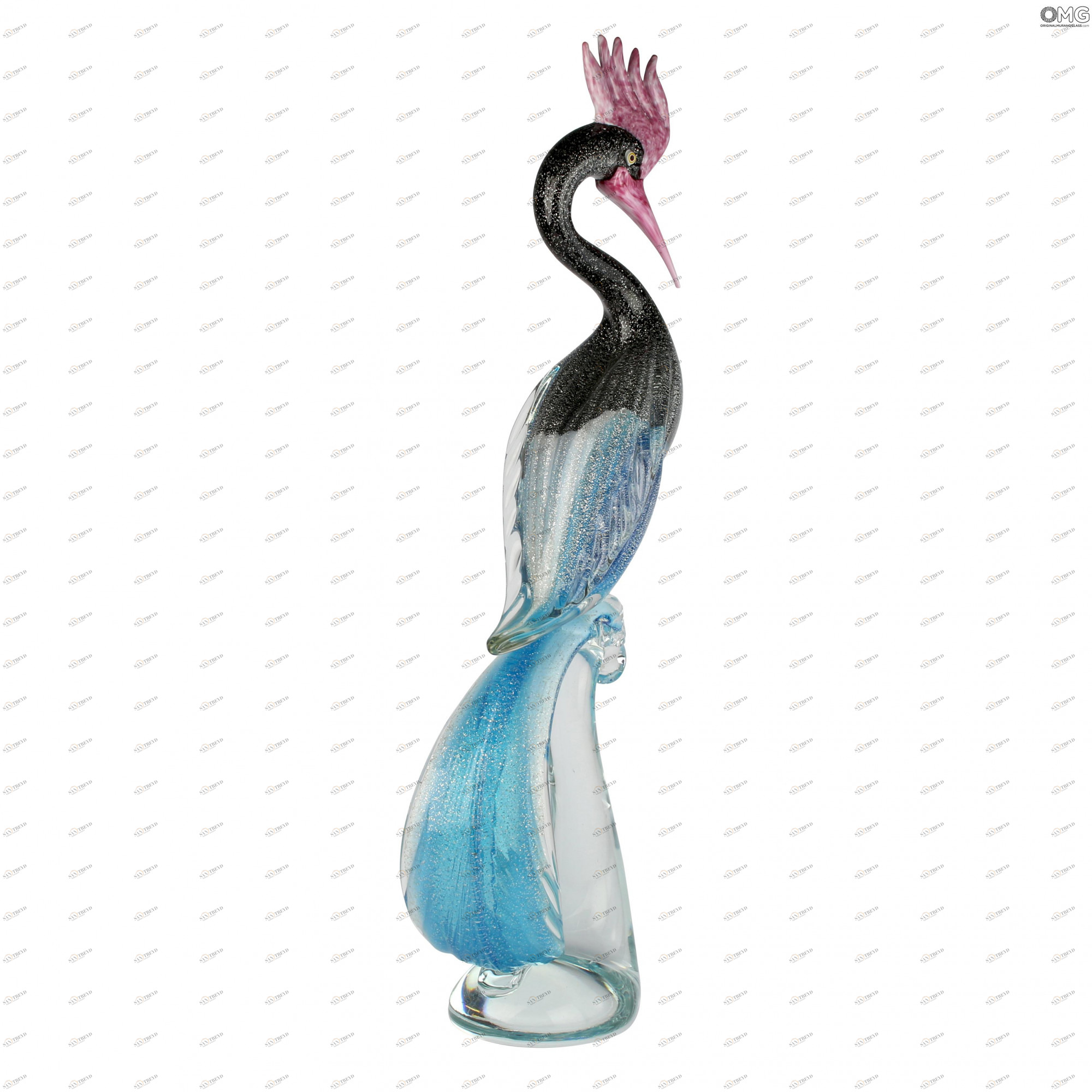 3876 ORIGINALMURANOGLASS Скульптура Самец королевской цапли - муранское стекло OMG 22 см 