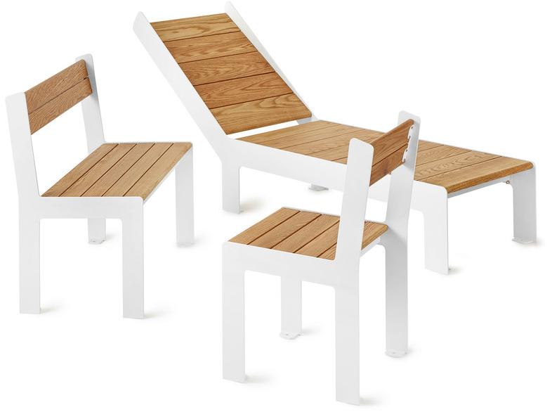 Nola Industrier Садовая кушетка из стали и дерева Low/high U11-58 - Вид №1