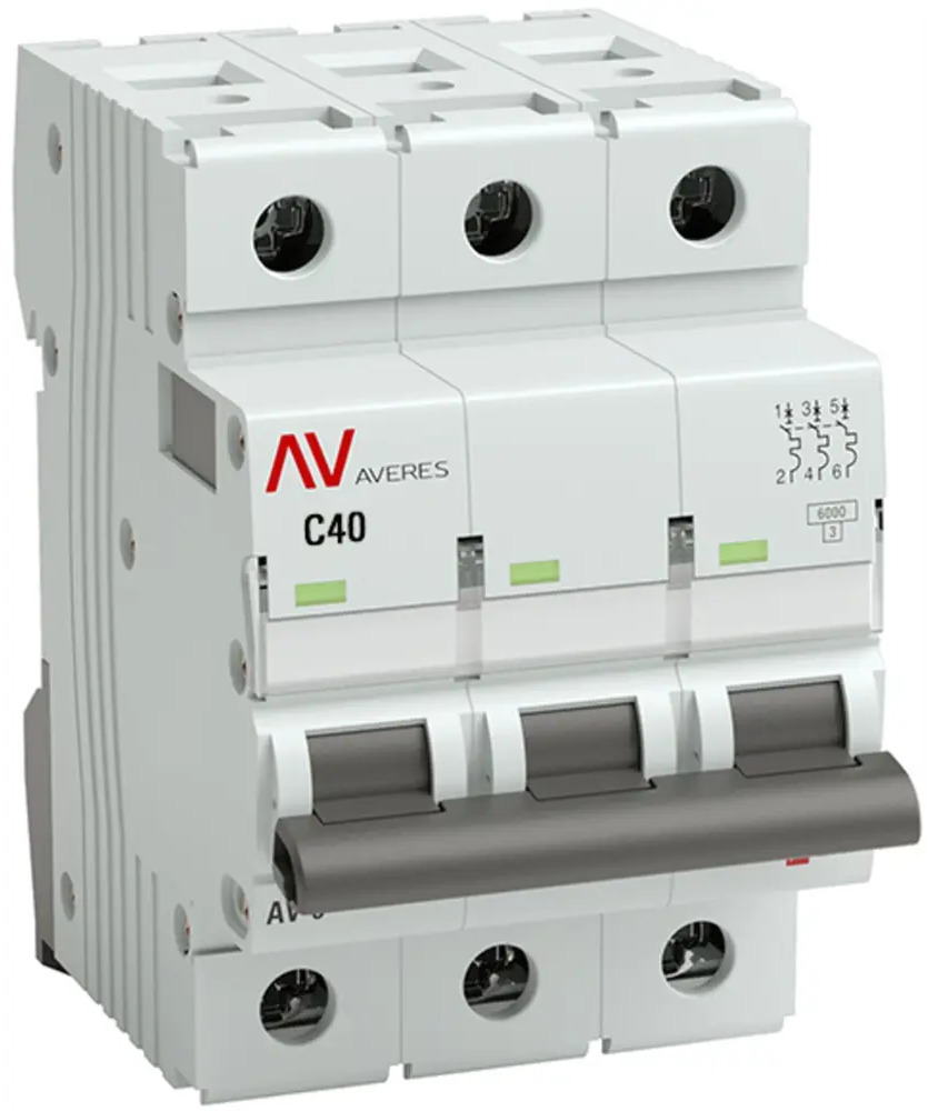 Автоматический выключатель EKF AV-6 3P C40A для защиты электросети 84579890
