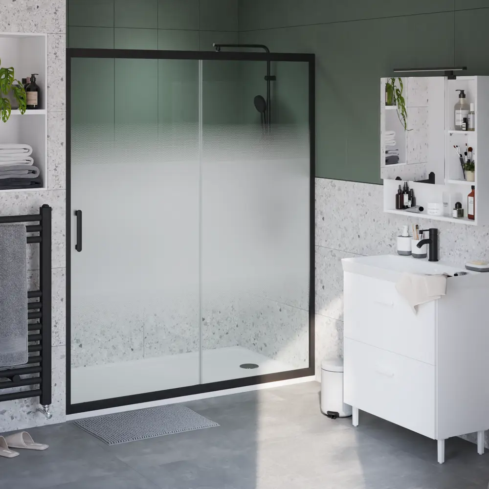 Комплект стекол для раздвижной душевой двери Sensea Easy 160 см стекло с шелкографией, цвет профиля на выбор 83631085 STLM-2066253 - Вид №29
