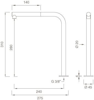 Ceadesign Поворотный излив, установленный на террасе, с выдвижным ручным душем Free ideas Fre 147 - Вид №1