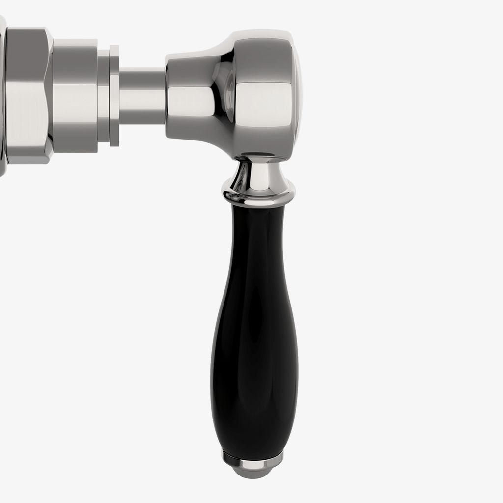 EAVC71 Облицовка клапана регулировки объема Easton Vintage с черной фарфоровой ручкой рычага Waterworks  - Вид №1