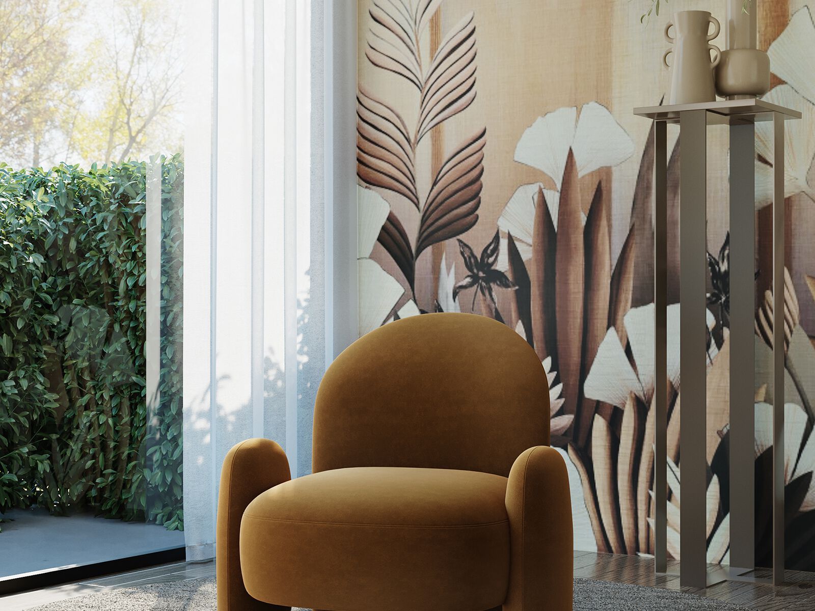 Пьедестал из черного мрамора и металла Marquina ANA ROQUE INTERIORS ARCH-00039500 - Вид №1