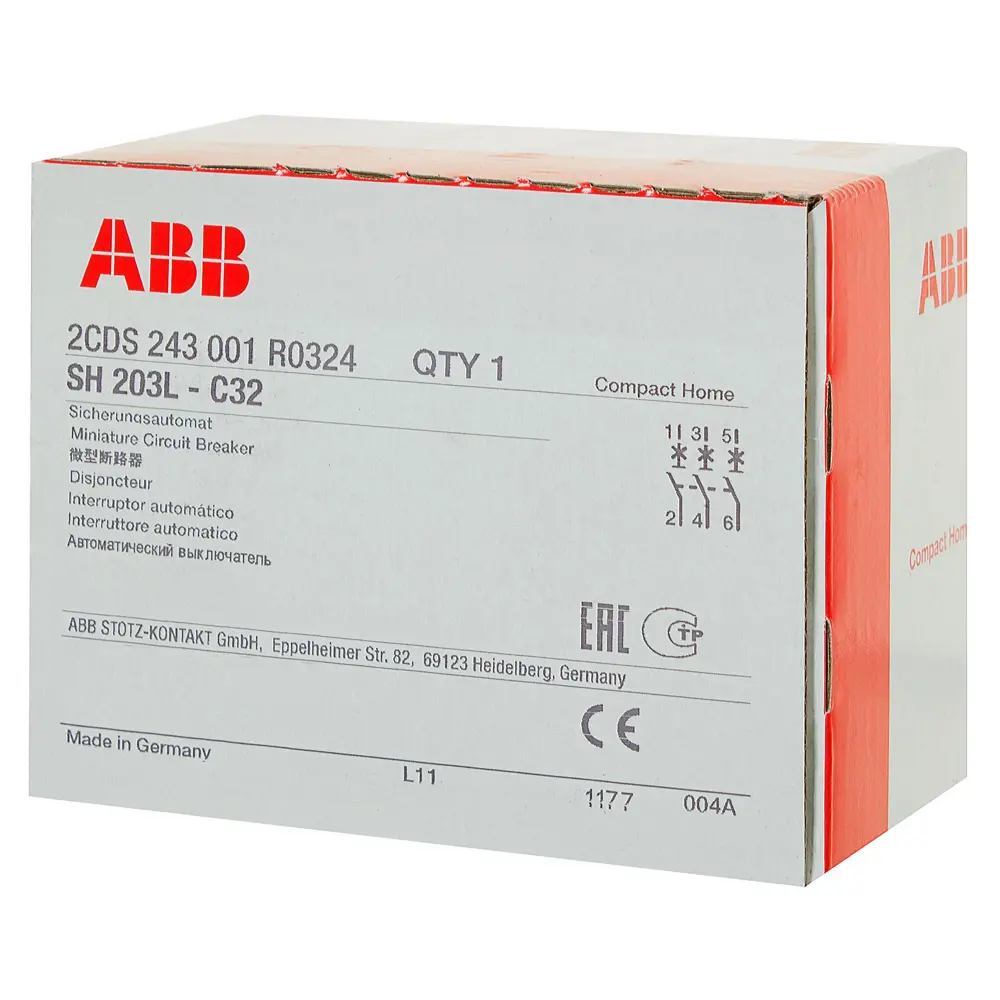 Автоматический выключатель ABB SH203L 3P C32 А 4.5 кА 2CDS243001R0324 10062045 STLM-2172460  - Вид №3