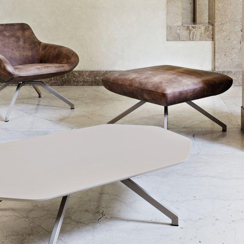 ALMA DESIGN Пуф из кожи с фиксированной или поворотной стальной основой X pouf sun-id-1399097 - Вид №2