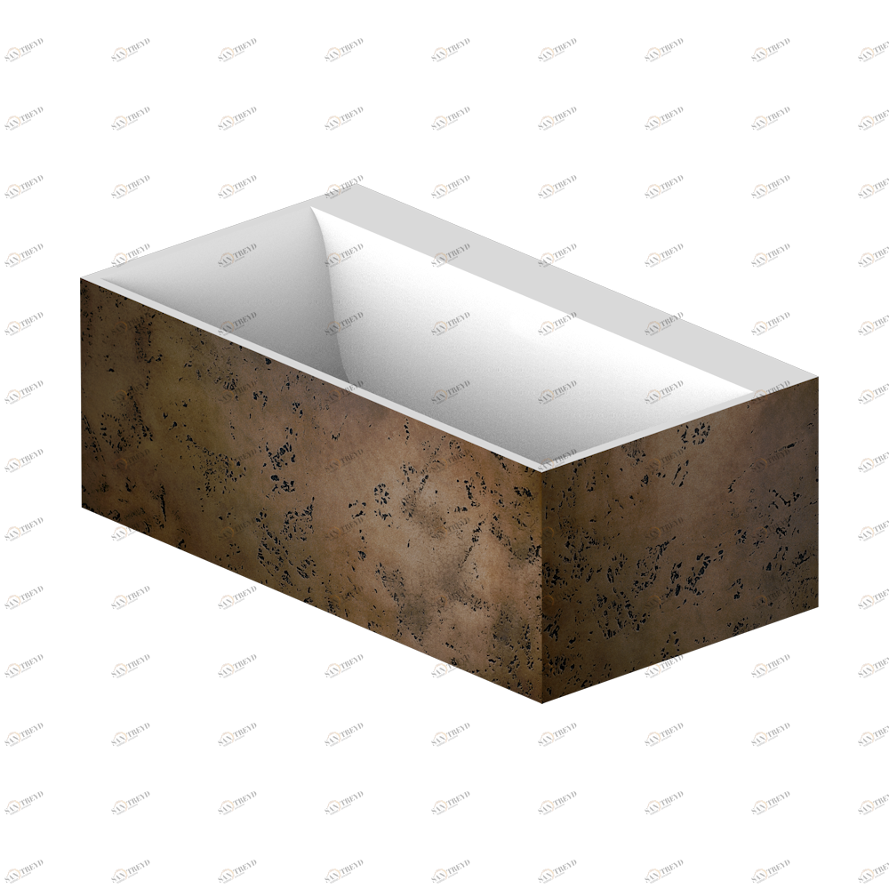 B11-B542 Ванна с широким бортиком EGO 180 x 97 x 65 см, без донного клапана Thg-paris Свободностоящие ванны Текстурированная метализированная бронза, матовый белый внутри 