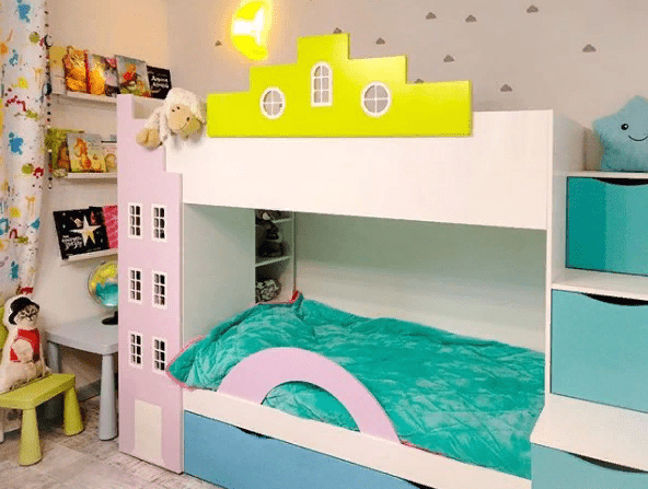 Кровать детская двухъярусная с дополнительным спальным местом левая "Амстердам" МАНДАРИН АМСТЕРДАМ 179535 Белый;розовый Santreyd  - Вид №7